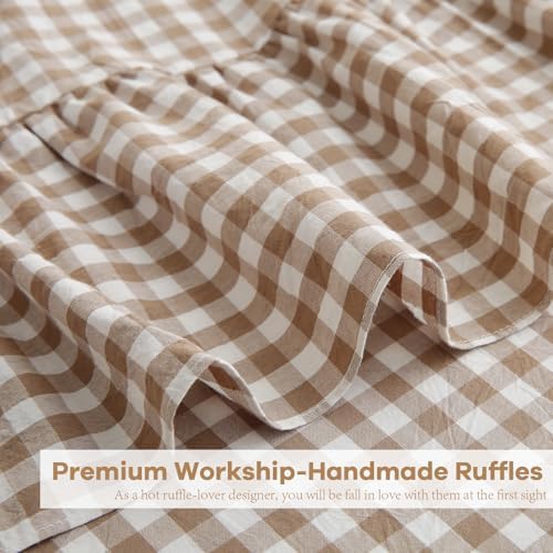 CNPYZH Taupe White Gingham Tablecloth Rectangular for Seat 4-6