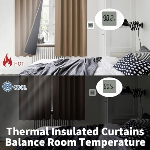 BGment Taupe Thermal Insulated 100% Blackout Curtains 84 Inches Long
