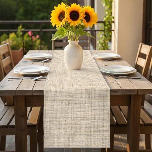 Beige Rustic Table Runner Vintage Farmhouse Beige Solid Color