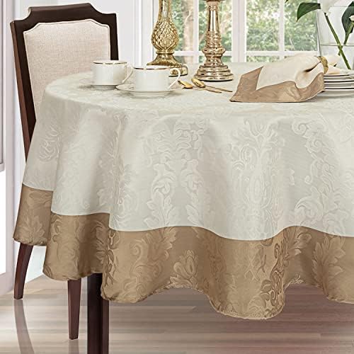 Newbridge Valencia Two Tone Bordered Damask Fabric Tablecloth, Wrinkle