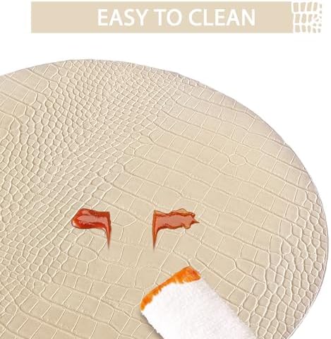 Jovono Round Leather Placemats for Round Tables Set of 4, Beige Place