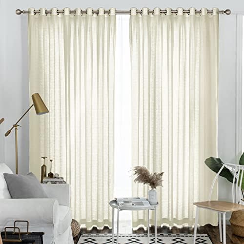 Melodieux Cream Yellow Semi Sheer Curtains 108 Inches Long for Living