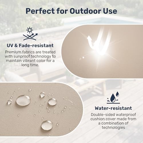 UNIKOME Outdoor Seat Cushions 24 X 24 Inch - Water-Resistant & Fade