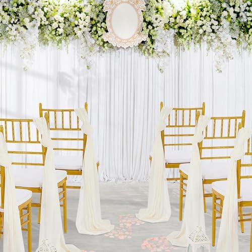 Beige Table Runner 10 Packs Chiffon Wedding Centerpiece Runners