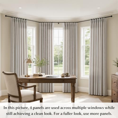 Semi Sheer Pinch Pleated Linen Curtains for Living Room 108 Inches