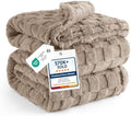 Bedsure Checkered Soft Cozy Queen Blanket for Bed, Light Brown