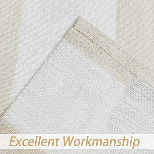 Central Park Beige White Vertical Stripe Curtain Semi Sheer, 44" Wx84