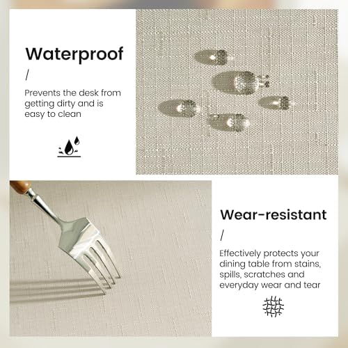 Dimatic Beige Waterproof Rectangle Tablecloth 52 x 70 Inch Linen