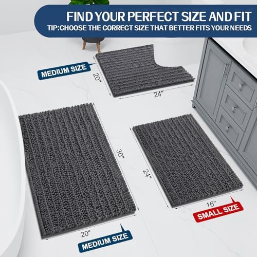 Arotive Luxury Chenille Bathroom Rugs Set, Ultra Soft Bath Rugs Size