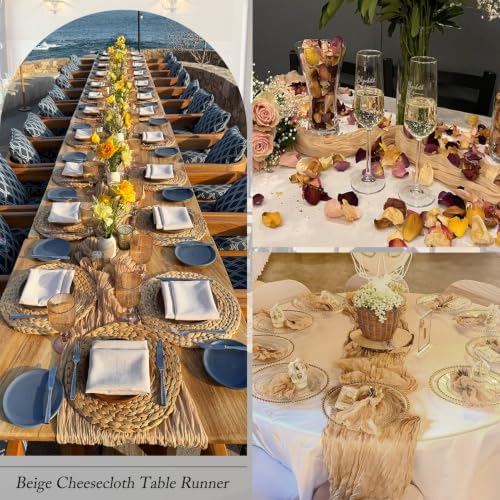 12 Pack Beige Table Runner 17x108 Inch Beige Cheesecloth Table Runner