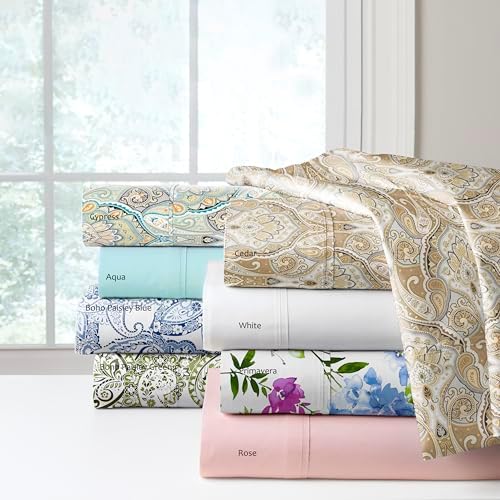 Pointehaven Combed Cotton Percale Solid Twin Rose Bed Sheet Set - Soft