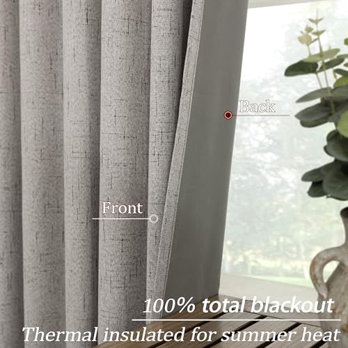 KOUFALL Light Grey Taupe Blackout Curtains for Bedroom 96 Inches Long