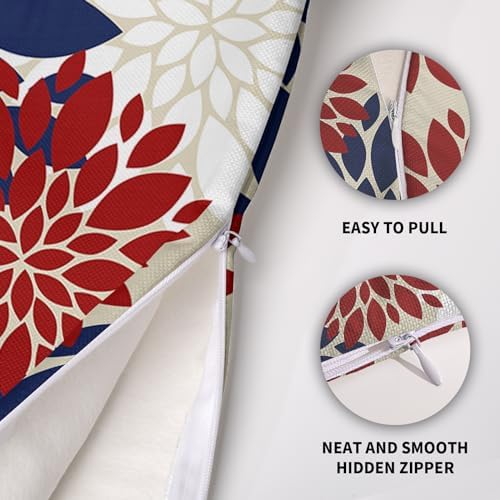 4th of July Blue Red White Pillow Covers 20X20 Inch Set of 2, Modern