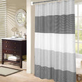 Shower Curtain Black and Grey, Shower Curtain for Men Bathroom White