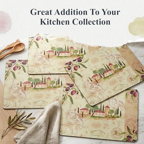 Pimpernel Olive Orchard Placemats, Set of 4 - Cork Backed & Heat