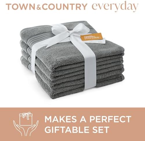Town & Country Everyday 4-Piece Solid Dobby Border Hand Towel Set