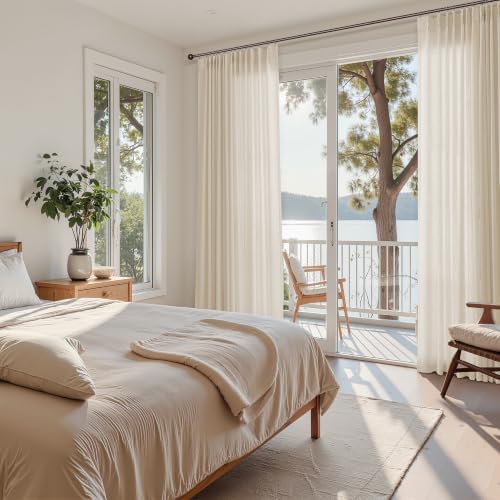 Joywell Extra Long Linen Pinch Pleated Curtains 108 Inch 4 Panels
