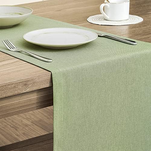 ZeeMart Basic Linen Style Table Runner, 14x90 Inch Sage Green