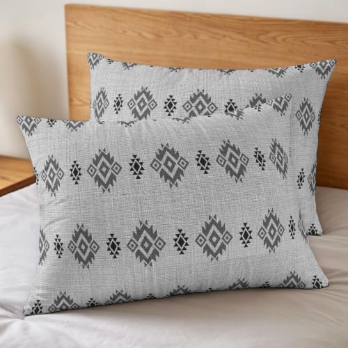 DecorLovee Grey Boho Duvet Cover Set 3 Pieces with Zipper Closure
