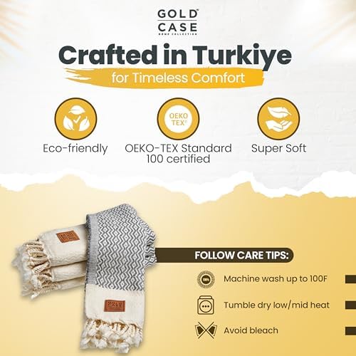 Gold Case Turkish Hand Towels for Bathroom & Kitchen – Set of 4, 20x40
