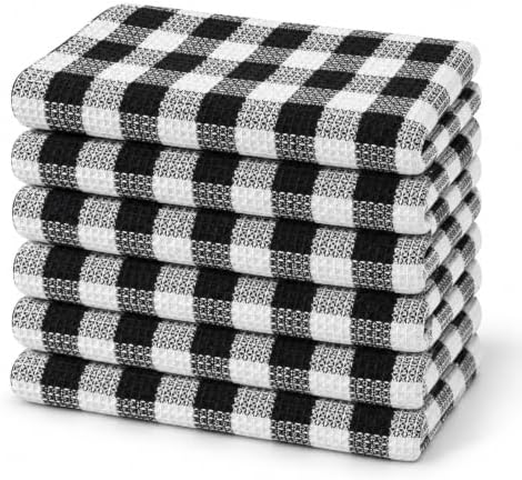 Blue Needles Waffle Weave Dish Towels 100% Cotton Set of 6-12