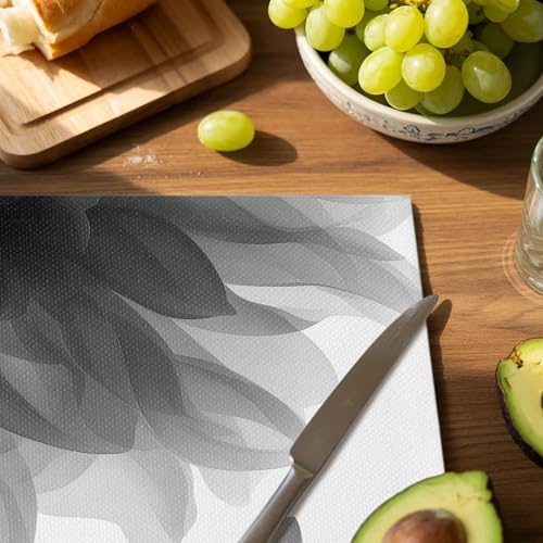 Abstract Gray Flower Texture Placemats Set of 6 Washable Table Mats