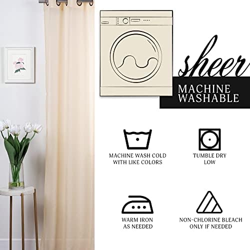 Home Fashion Set of 2 Linen-Textured Semi-Sheer Curtain Panels