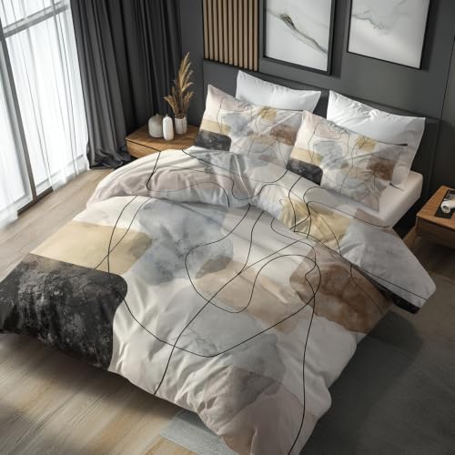 Abstract Line Art Duvet Cover Queen Size 3 Piece
