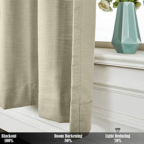 TWOPAGES Light Reducing Solid Beige Back Tab Drape for Door Window