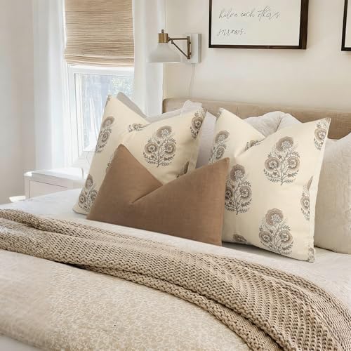 Vintage Floral Print Fall Pillow Covers 20x20 Set of 2 Patterned