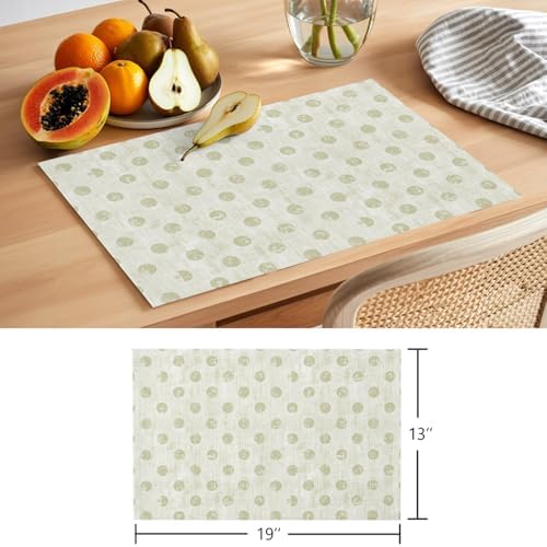 Round Placemats Set of 12 Polka Dot Place Mats Neutral Farmhouse Sage