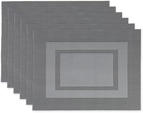 DII Vinyl Tabletop Collection, Placemat Set, 13x17.25, Gray, 6 Piece