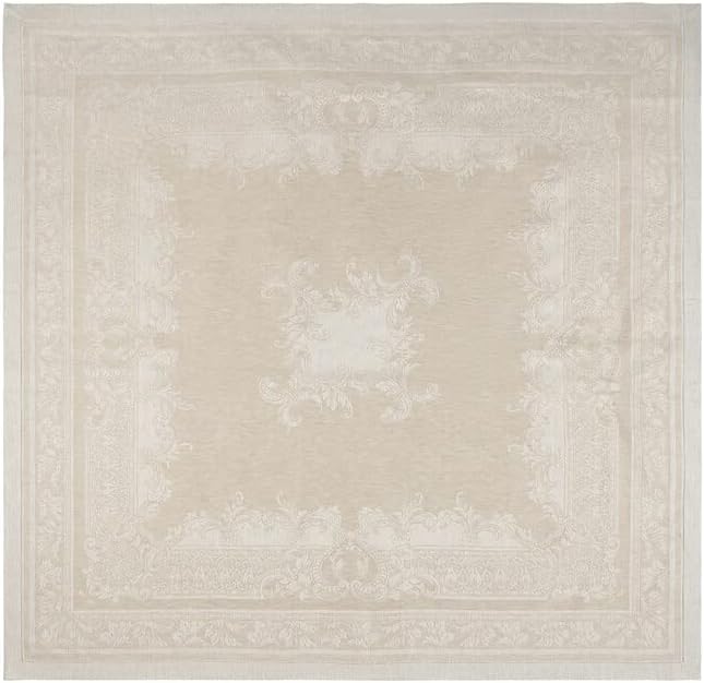 Linen 71" X Tablecloth Ivory and Taupe Multi Color Rectangle