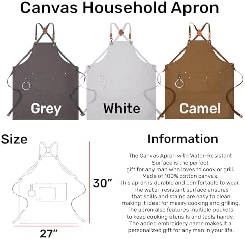 TEEAMORE Custom Design Apron for Men Women Adjustable Crossback Thick