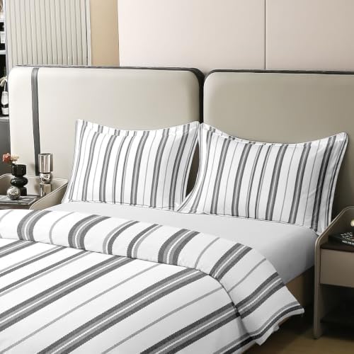 Feelyou Retro Striped Duvet Cover 100% Cotton King Size Boys Girls