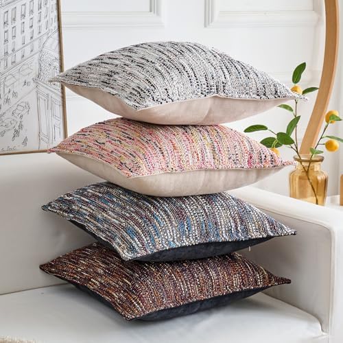 Series Fringe Boho Throw Pillow Cover, Linen Woven Luxury Thick