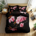 California King Duvet Cover Set Oil Painting Plant Cherry Blossom Soft