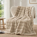 Battilo Tan Throw Blanket for Couch, Beige Fur Blanket, 50"x60"