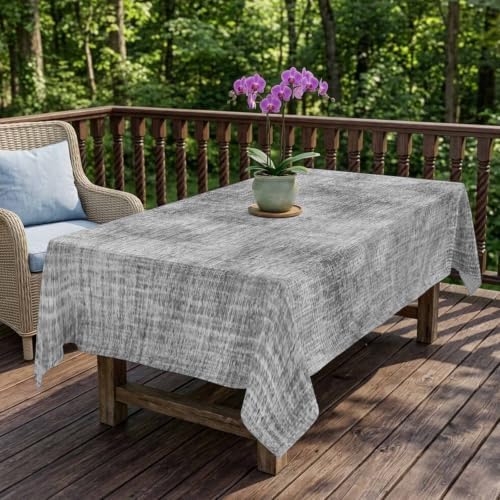 Vintage Grey Linen Texture Tablecloths 60" x 120”, Minimalist Silver