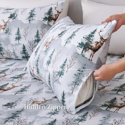 King Printed Flannel Sheet Set, 100% Cotton, 16" Deep, 4-Piece