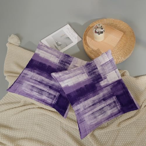 AEIOAE Purple Plum White Pillow Covers 18x18 Inch Set of 2,Abstract