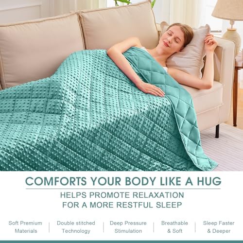 Teal Weighted Blanket for Adults 12lbs, 48"x72", Twin Full Size