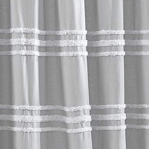 DKNY Chenille Stripe 100% Cotton Fabric Shower Curtain for Bathroom