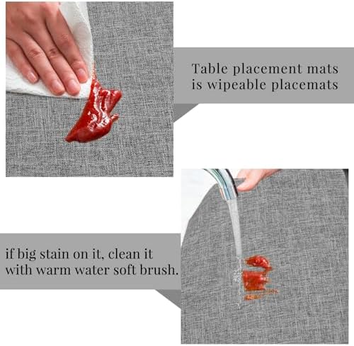JeogYong Cloth Placemats Set of 8 Washable Linen Placemats Woven Table