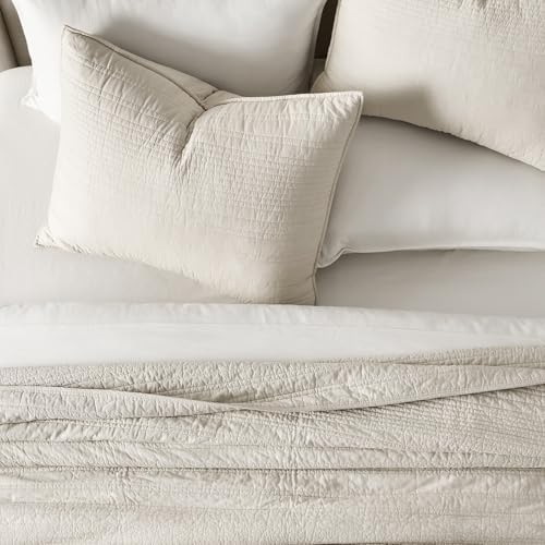 EVERGRACEHOME 100% Cotton Modern Lines Quilt Set King Size, Birch