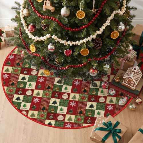 AVOIN colorlife 36 Inch Plaid Christmas Tree Skirt