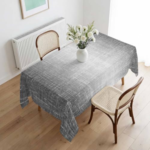 Slate Gray Table Cloth, Vintage Ombre Solid Color Minimalist Farmhouse