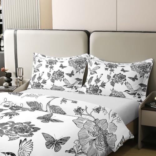 Feelyou Vintage Floral Duvet Cover 100% Cotton Queen Size