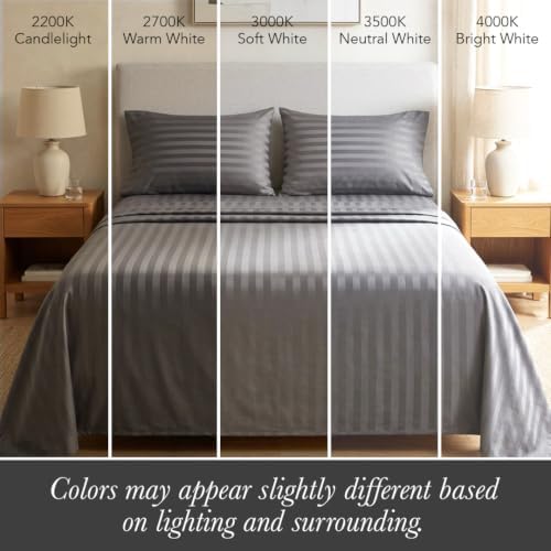 URBANHUT 100% Cotton 600 Thread Count Damask King Size Sheets - Dark