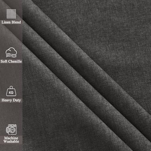 Fcosie Chenille Curtain Panels Charcoal Grey, Pinch Pleat Curtains for